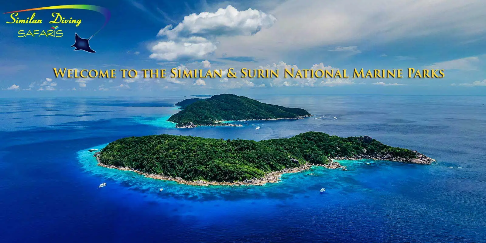 Similan Islands #8 & #9 aerial view with Similan Diving Safaris
